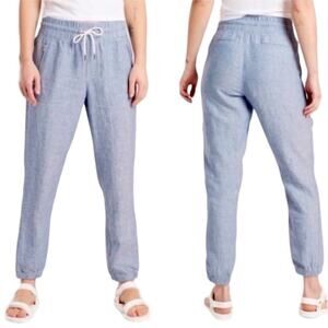 Athleta Cabo Linen Blue Chambray Pull On Jogger Pants 530642 Size 4 Athleisure